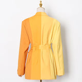 2-tone Yellow Belted Blazer