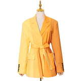 2-tone Yellow Belted Blazer