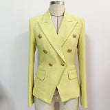 Checkered Fitted Double-breasted Blazer