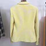 Checkered Fitted Double-breasted Blazer