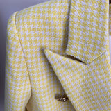 Checkered Fitted Double-breasted Blazer