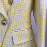 Checkered Fitted Double-breasted Blazer