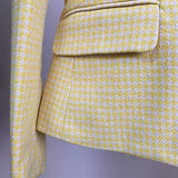 Checkered Fitted Double-breasted Blazer