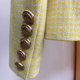 Checkered Fitted Double-breasted Blazer