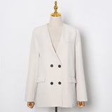 Notched Lapel Double-breasted Blazer in colors