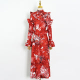 Nature Print Oriental Maxi Dress