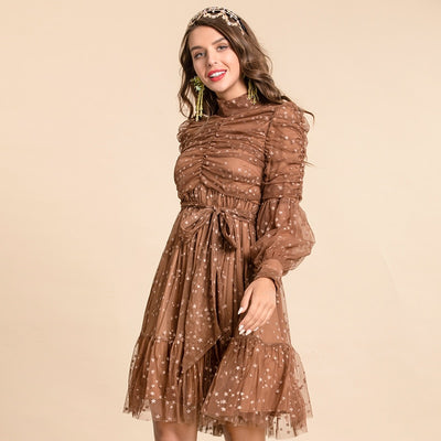 TIANNA Star-print Mesh Mini Dress in colors