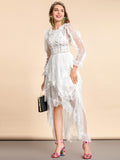 ALESSANDRA Hi-Low Hem Lace Dress