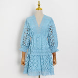 AMELIE Eyelet Lace Mini Dress in colors