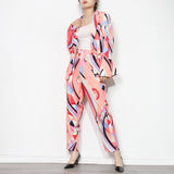 YES MA'AM Geometric Print Blazer and Pant Set in colors