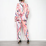 YES MA'AM Geometric Print Blazer and Pant Set in colors