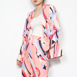 YES MA'AM Geometric Print Blazer and Pant Set in colors