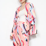 Geometric Print Blazer and Pant Set in colors