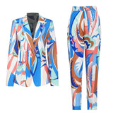 YES MA'AM Geometric Print Blazer and Pant Set in colors