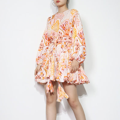 TATIANA Belted Boho Mini Dress in colors