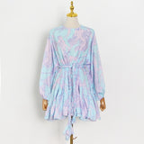 TATIANA Belted Boho Mini Dress in colors