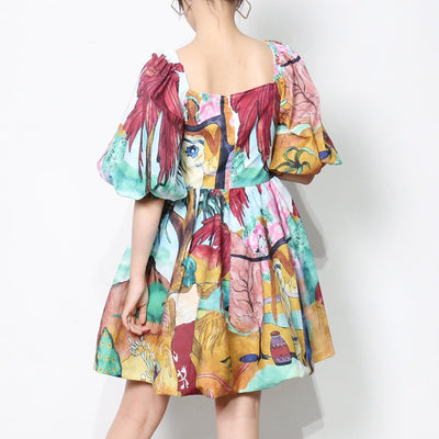 KRISTA Puffed Sleeve Mini Dress