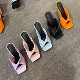 Pleated Knot Slip-on High-heeled Sandals in colors