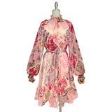 ADELAIDE Floral Print Belted Mini Dress