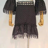 Latina Fringe Hem Blouse and Skirt Set in colors