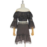 Latina Fringe Hem Blouse and Skirt Set in colors