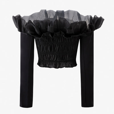 Off shoulder Smocked Crop Top