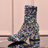 Colorful Sequins Mid-calf Party Boots