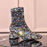 Colorful Sequins Mid-calf Party Boots