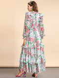 FLORDELIZA Floral Print Ruffled Maxi Dress