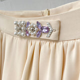 Color-blocked Blazer and Shirred Skirt Set