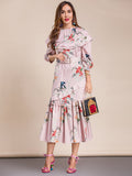 ARIELLE Classy Floral Print Midi Dress