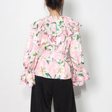 Floral Print Blouse with Side-tie in colors