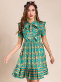 FARIDA Classy Retro Green Mini Dress