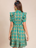 FARIDA Classy Retro Green Mini Dress