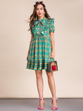 FARIDA Classy Retro Green Mini Dress