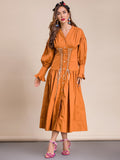 NERI Button-down Drawstring Midi Dress