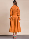 NERI Button-down Drawstring Midi Dress