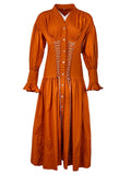 NERI Button-down Drawstring Midi Dress