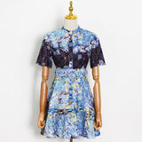 Printed Button-front Belted Mini Dress