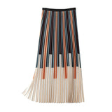 Classy Stripes Pleated Midi Skirt
