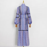 GRETA Stripes Lace Trim Maxi Dress