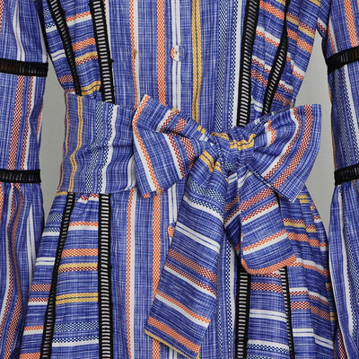 GRETA Stripes Lace Trim Maxi Dress