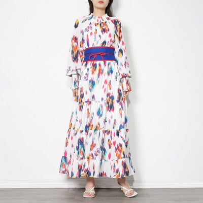 NINA Brush strokes Print Maxi Dress