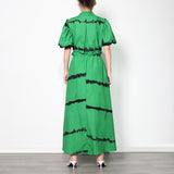 LALA Puffed Sleeve Drawstring Maxi Dress in colors