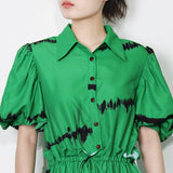 LALA Puffed Sleeve Drawstring Maxi Dress in colors