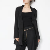 Rhinestones Trim Notched Lapel Blazer