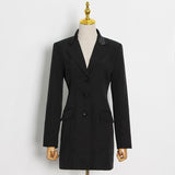 Rhinestones Trim Notched Lapel Blazer
