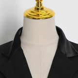 Rhinestones Trim Notched Lapel Blazer