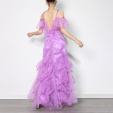 VELUZ Ruffled Lace Gown in Colors