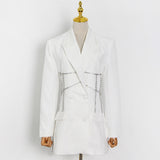 Double-breasted Rhinestone-trimmed Blazer Dress in colors